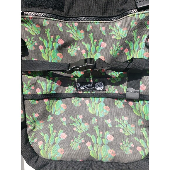 Anderson Supply Co Backpack Roll Top Custom Made In USA Black w/Cactus Flowers - Picture 10 of 16